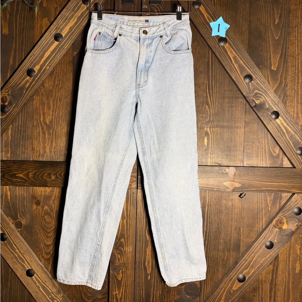 Vintage Bugle Boy High Rise Light Wash Jeans 27